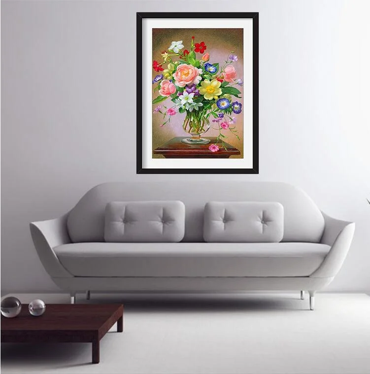  Full Drill Diamond Painting Blooming Flowers Diamond Embroidery Kit Restaurant Hotel Living Room Be - 32800175783