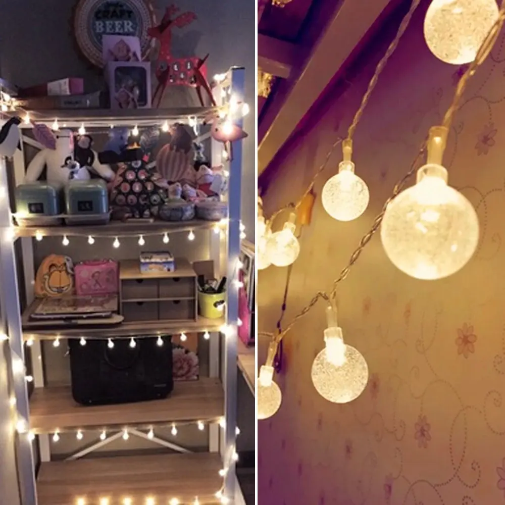 Crystal Bubble Ball Led String Lights 1M/2M 10/20led Waterproof Holiday Christmas Wedding Party Outdoor Fairy Light Lamp