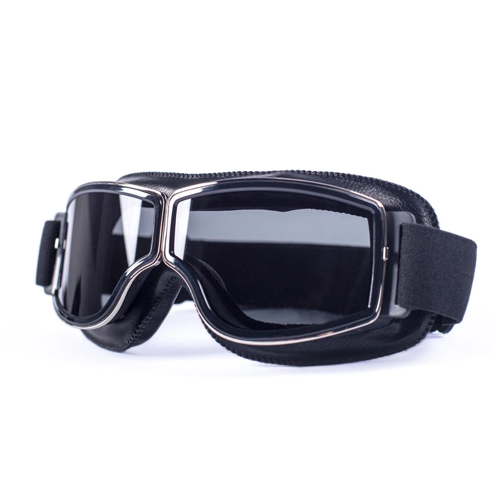 evomosa Motocross Leather Goggles Over The Descriptions Glasses Open or Half Face Helmet women men sunglasses Copper Frame, Silver Lens 
