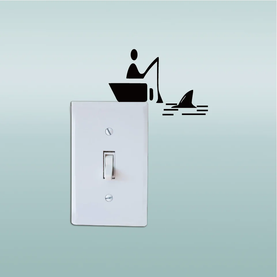 Funny Light Switch Sticker Creative Fishing Man Vinyl Wall Decal Home Decor Funny Light Switch Sticker Creative Fishing Man Vinyl Wall Decal Home Decor