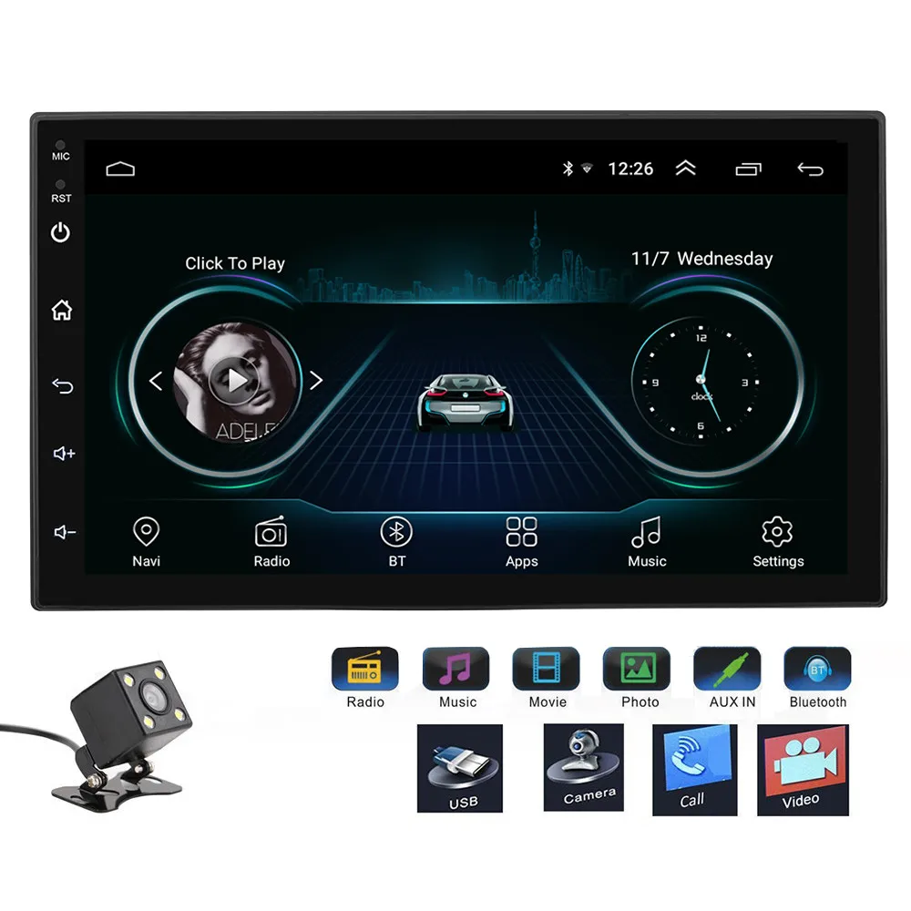 

Android 8.1 Car Stereo Radio 7" GPS Navigation Bluetooth Music Video Player Touchscreen Multimedia Car NO DVD Player Mirror Link