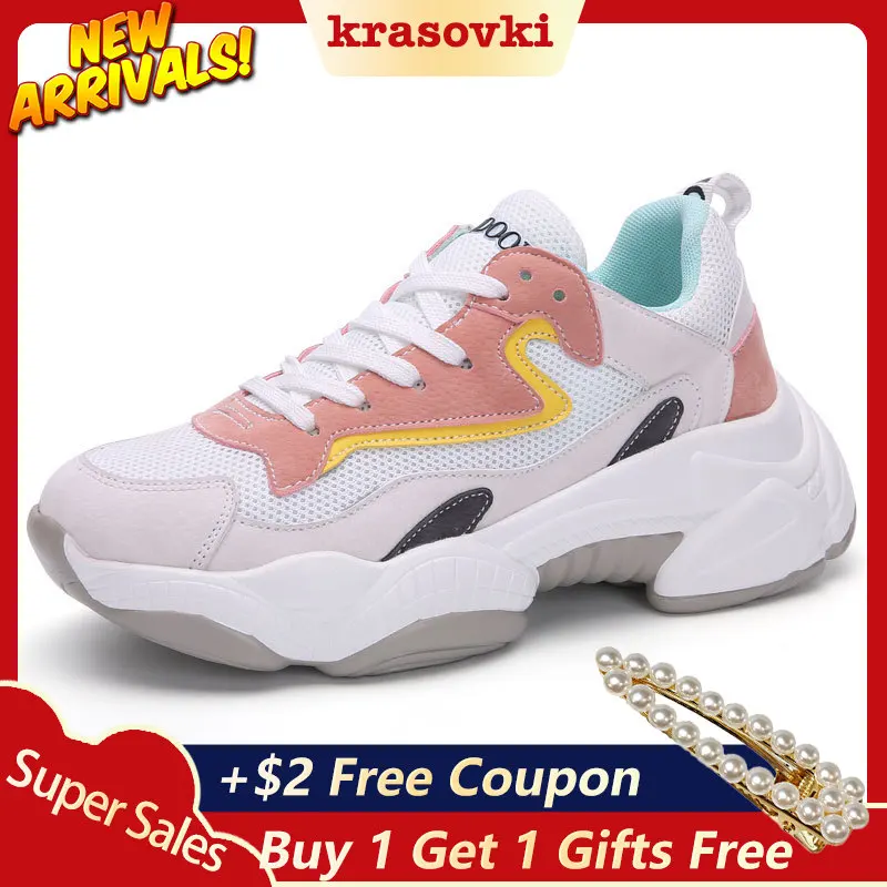 

Krasovki Sneakers Women 2019 Summer Thick Bottom Raised Dropshipping Mesh Breathable Leisure Students Fashion Women Shoes