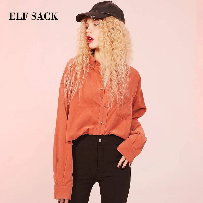 Женские хлопковые пальто ELFSACK повседневные короткие однотонные куртки с