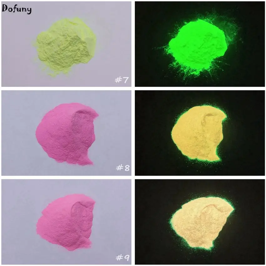 Dofuny желтый цвет фосфорная пудра блеск для ногтей порошок пыль светящийся пигмент, блеск для ногтей светится в темноте
