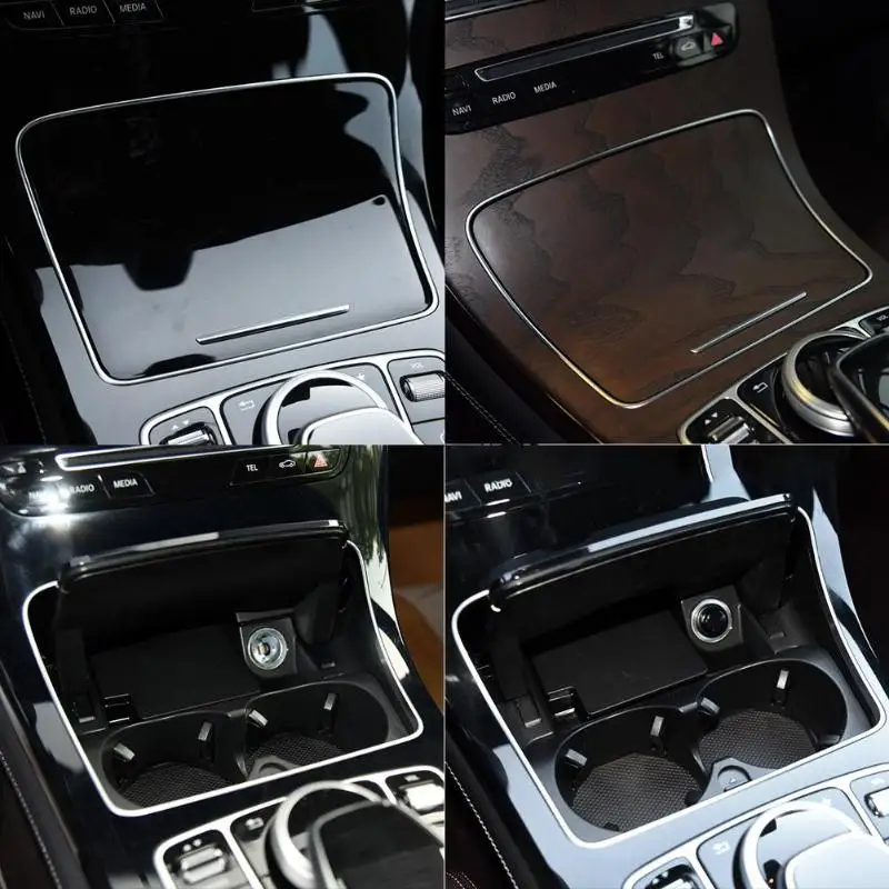 Автомобильный подстаканник рамка накладка наклейка для Mercedes Benz C Класс W205 GLC класс W253- авто Интерьер Стайлинг Аксессуары