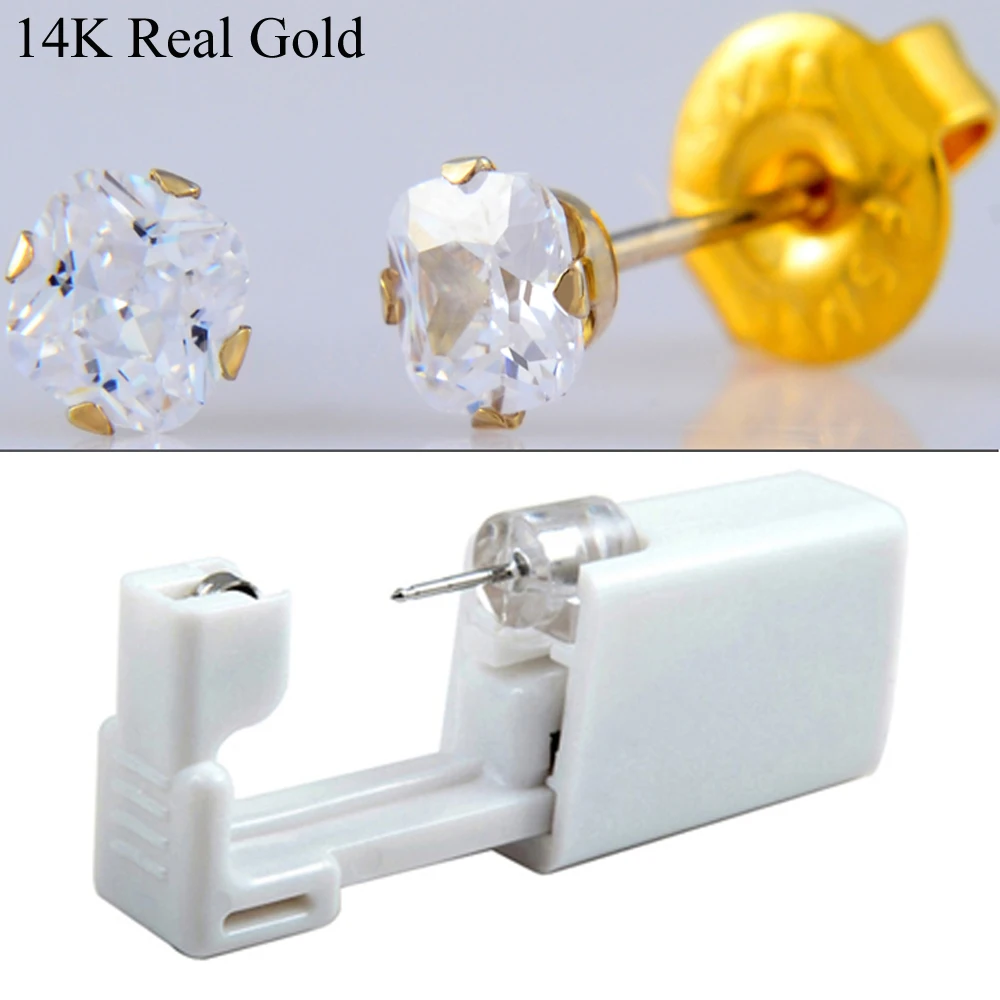 

1pc CZ Stud Earing Disposable Ear Piercing Units Gun Tool For Babies Kids And For Sensitive Ears Cross-Infection
