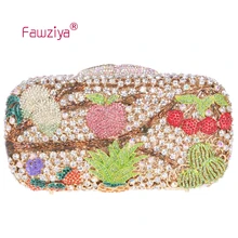 Fawziya Kupplung Obst Obst Baum Muster Kristall Kupplungen Für Frauen Strass Clutch Abendtasche