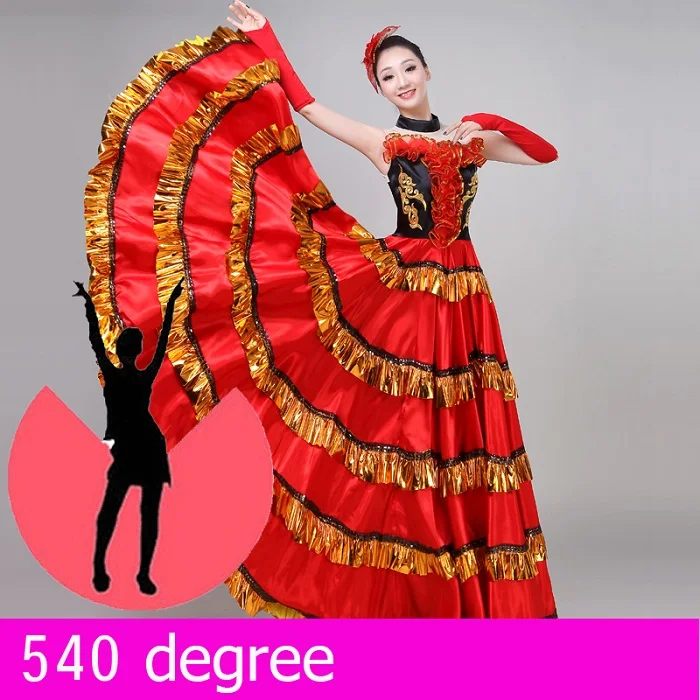 Фламенко платье женские длинные юбки Bullfighting Испания костюмы танцовщицы Цыганский костюм женские бальные платья для танцев женщина DN3047 - Цвет: 540 degree