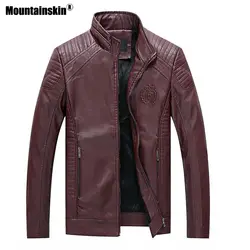 Mountainskin 6XL для мужчин кожаные куртки Зима Повседневное куртки мотоциклиста мужской Slim Fit Толстая куртка из искусственной кожи s брендовая