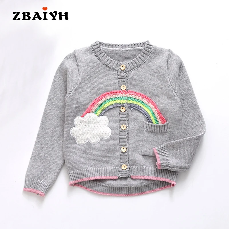 2017 Winter knitted cardigan baby girl sweater clothes spring children clothing embroidery