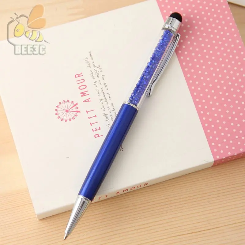 

Luxury Diamond Crystal 2 in 1 Touch Screen Rhinestones Capacitive Stylus Ball Pen For Mobile Phone PC Tablet iPad screen 200 pcs