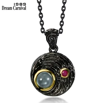 

DreamCarnival1989 New Gothic Pendant Necklace for Women Vintage Black Color Light Blue Fuchsia CZ Costumes Jewels Collier WP6476