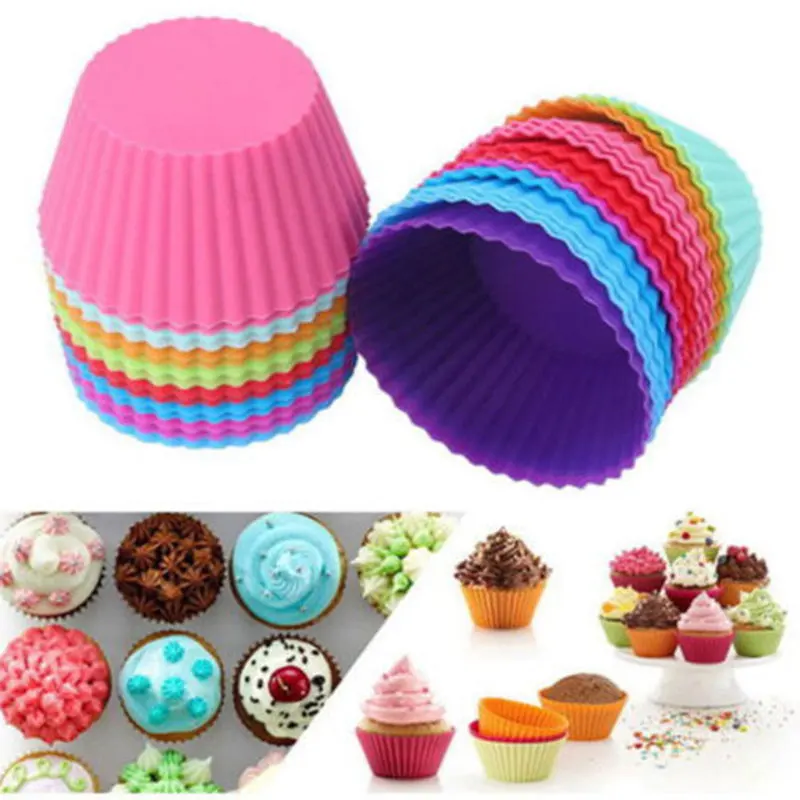

12 Silicone Cupcake Liner Holders Bake Muffin Dessert Baking Chocolate Cups Mold