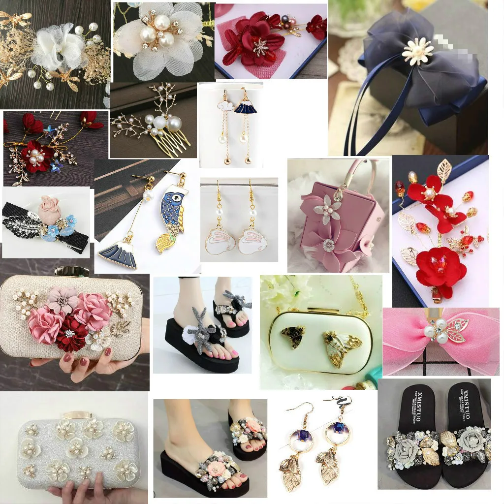 20pcs Rhinestone Crystal Button Pearl Flatback Brooch Decor Wedding Embellishment Fashion Charms Earrings Ornaments Mixed Color