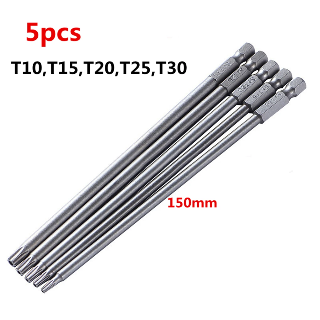 

5 pcs/set 1/4'' Hex Shank 150mm Long S2 Magnetic Plum Type Screwdriver Bit Electric Screwdriver Bit Hand Tool