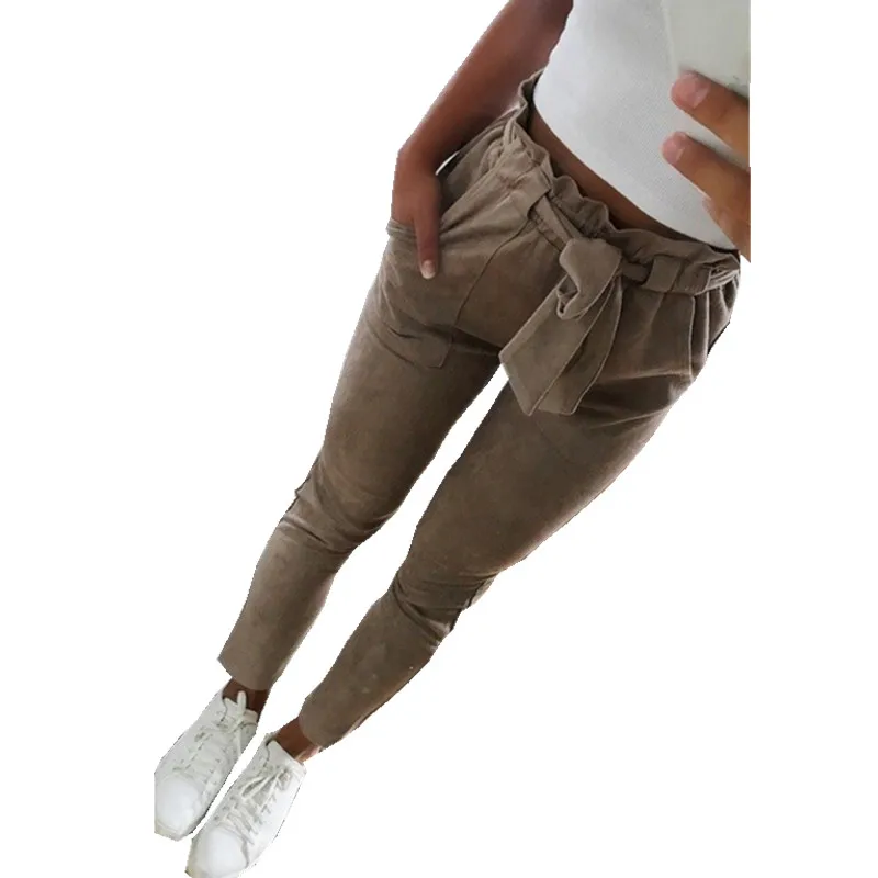 

New 2019 Fashion Spring Autumn Striped Pants Women Elastic Drawstring Casual Streetwear OL Pencil Trousers