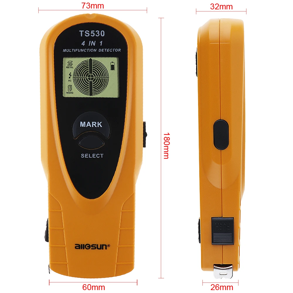 TS530 4 in 1 Super Digital Multifunction Metal Detector AC Voltage Detector with Indicate Light and 2m Tape Measure Inside