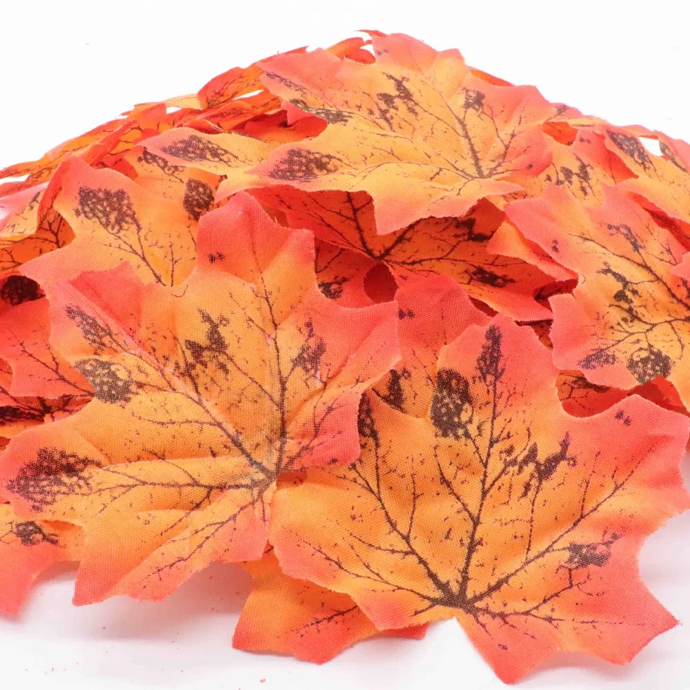Лучшие продажи оранжевый/зеленый/желтый 50 шт./компл. Искусственный Кленовый лист гирлянда шелковые осенние листья для Декор для свадеб и садов