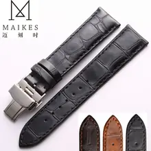 MAIKES 18mm 20mm 22mm Montre Ceinture Accessoires Bracelets Noir Bande de Cuir Véritable Montre Bracelet Montres Bracelet Pour Longines
