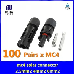 

100 pairs MC4 solar connector PPO housing material. TUV approved PV connector. Free shipping.