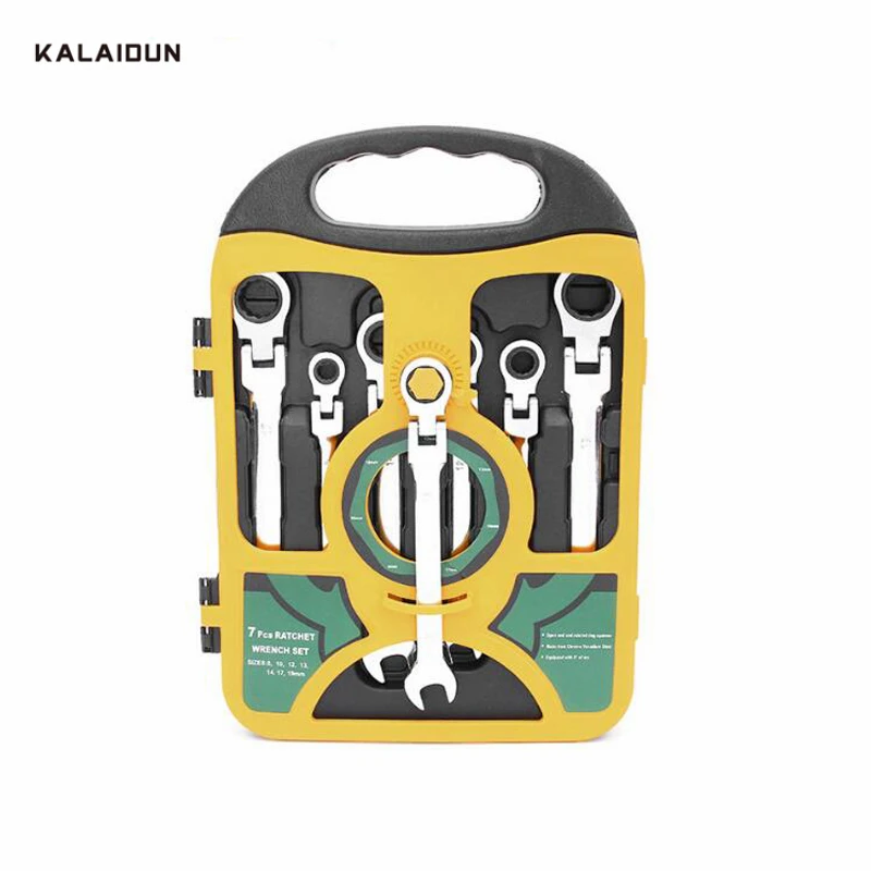 

KALAIDUN 7pcs Ratchet Wrench Ratcheting Socket Spanner 8-19mm Tool Kit Wrench Set Ratchet Spanner Hand Tool Wrench