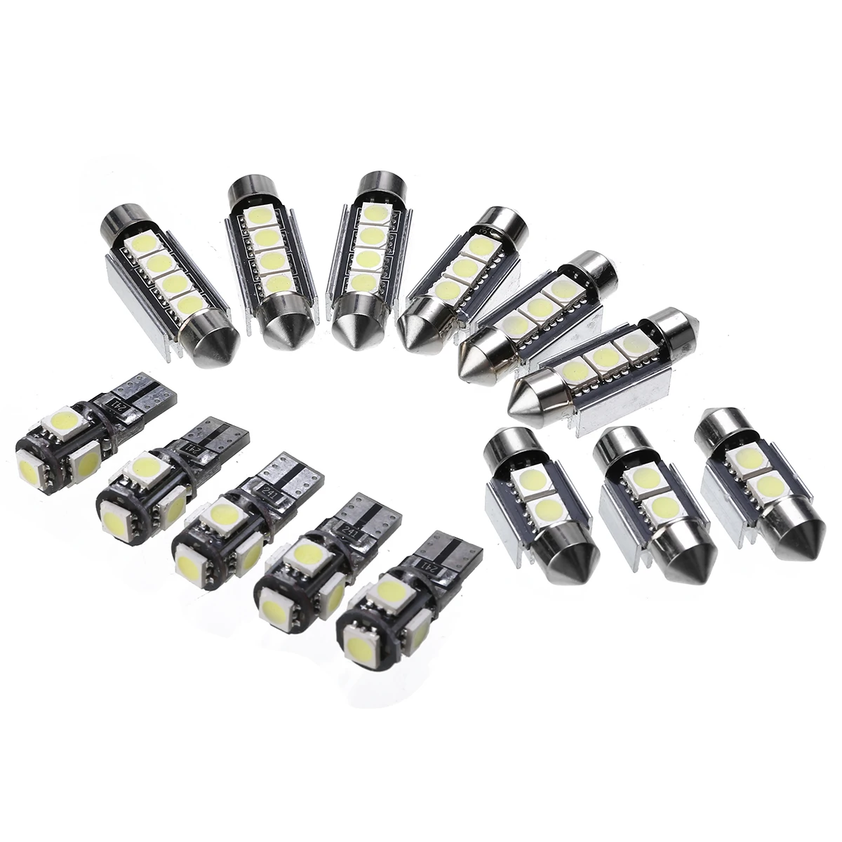 For BMW 14pcs White Car Interior LED Light Set Kit 39/41/42mm License Plate Reading Lamp 12V Support 3 Series E90 328i 335i M3