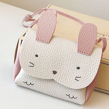 

Plush Backpacks Children Small Messenger Bag PU Mini Cute Girl Kids Shoulder Handbag Crossbody Purse Money baby rabbit Bags 2019