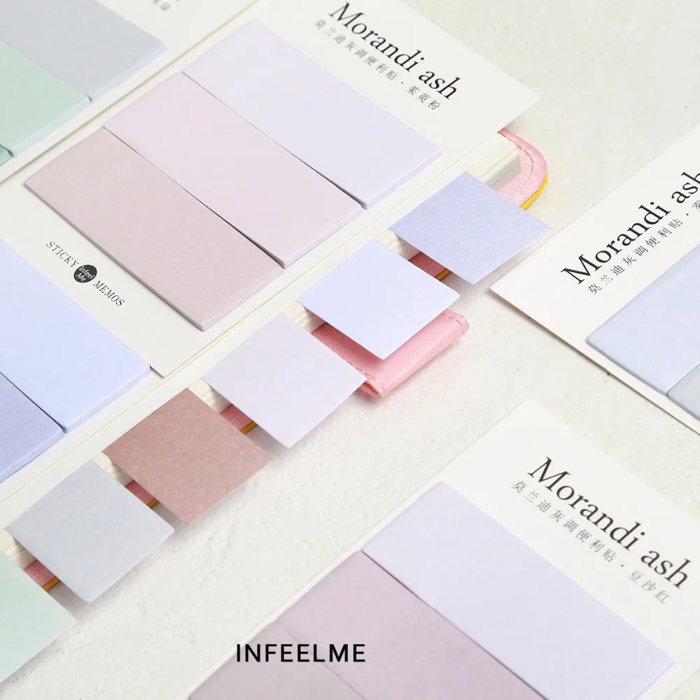 

4 pcs Morandi ash sticky memos Self-adhesive Vintage Color memo note Office Post sticker Stationery School supplies F101