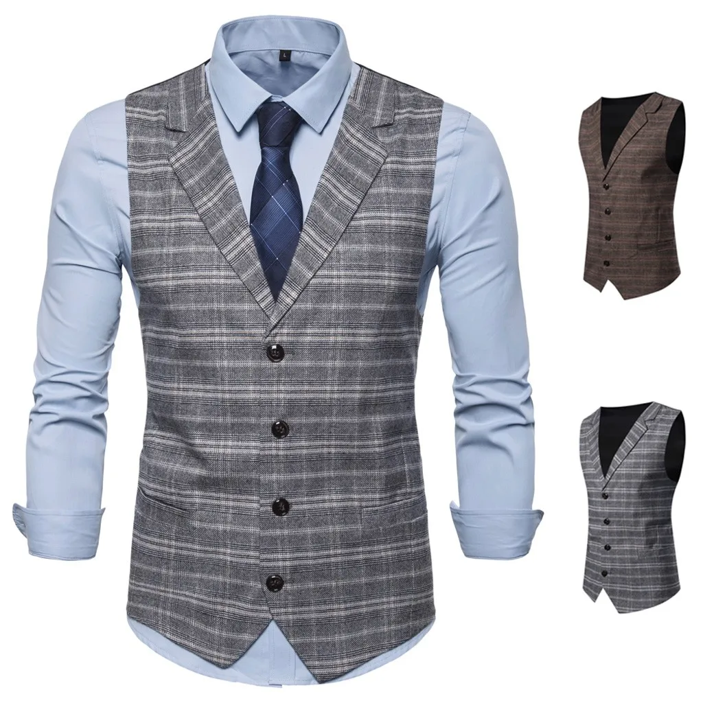 Men's Fashion Business Casual Wedding Waistcoat Tops Vest  Jacket Top Coat Support Wholesale And Dropship