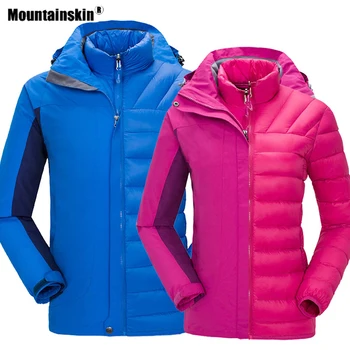 

Mountainskin Men Women's 2 PCS Winter Softshell Hiking Down Jackets Outdoor Sports Thermal Windbreaker Camping Thick Coats VA517