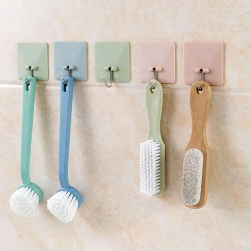 

1pcs Strong Plastic Adhesive Hook Wall Door Sticky Hanger Holder Door Kitchen Bathroom Hooks Home Decoration Hot Sale