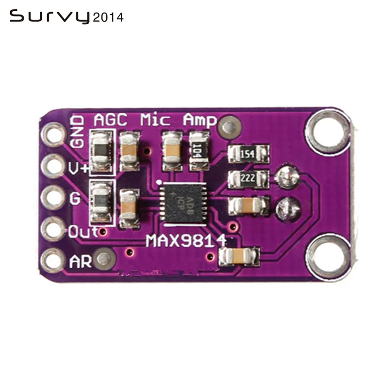 MAX9814 Microphone Amplifier Board Module Auto Gain Control for Arduino Programmable Attack and Release Ratio Low THD
