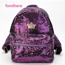 fondhere 2018 Women Backpack Fashion Girl Sequins Backpack Female Bag High Quality Backpack For Teenage Girls