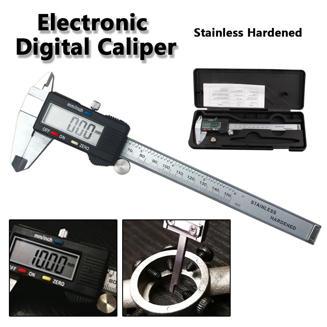 

Measuring Instruments Tool 6 inch /150mm Vernier Metric Digital Caliper with LCD Display Stainless Steel Electronic Depth Gauge