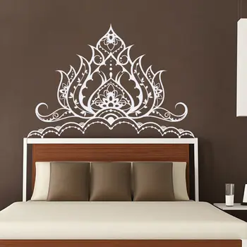 

Newest Creative Lotus Wall Vinyl Decal Mandala Mehndi Decorate Bed Wall Sticker Bedroom Wall Yoga Studio Mural Home Decor LA770