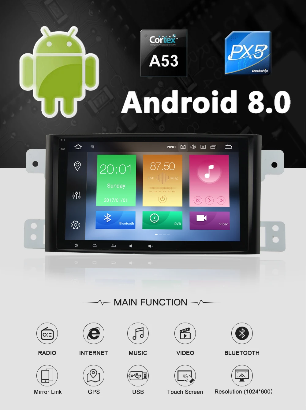 Flash Deal Bonroad 8"Android 8.0 Car Multimedia player For Suzuki Grand Vitara 2008-2013 Radio GPS Navigation Video Audio Player wifi BT 2