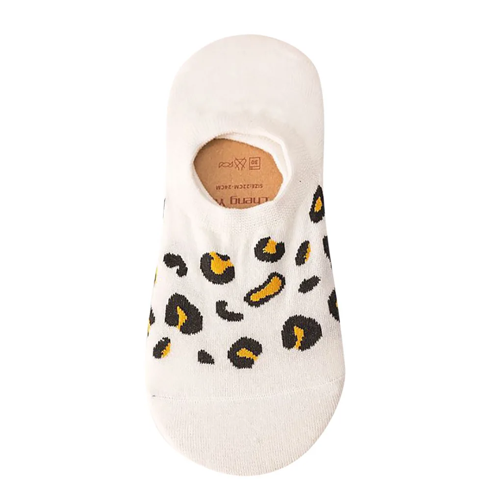 Удобные хлопковые носки с леопардовым принтом, женские тапочки, короткие мягкие летние тапочки, Нескользящие Calcetines DiverS Me#20 - Цвет: Белый
