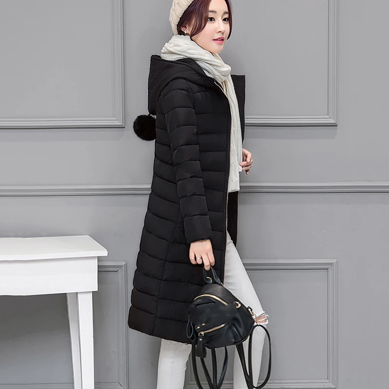 Модная женская длинная куртка с большим шерстяным воротником и хлопковой подкладкой, зимняя хлопковая одежда большого размера, пуховик