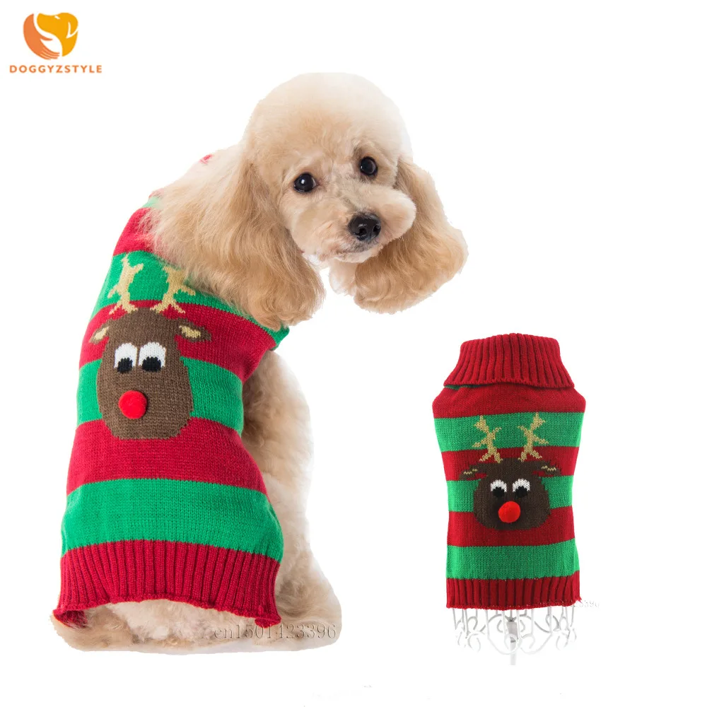 

Xmas Reindeer Dog Sweater For Small Dogs Clothes Warm Winter Puppy Christmas Pullover Clothing Chihuahua Costume DOGGYZSTYLE