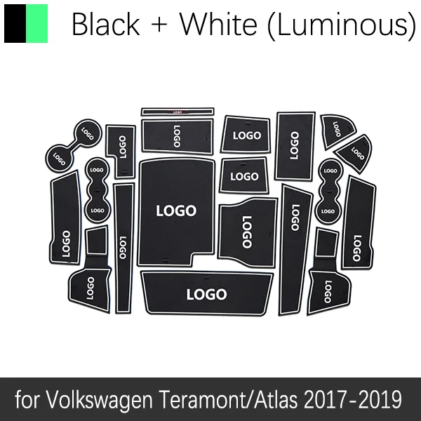 Противоскользящие резиновые ворота Слот коврик чашки коврики для VW Teramont Atlas Volkswagen внутренние аксессуары наклейки стиль - Название цвета: White Black