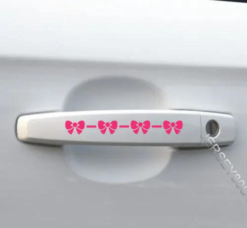 

12cm x 4 Butterfly Bow Tie Hot pink Car Door Handle Decal Sticker