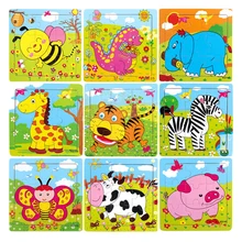 Children cartoon Wooden jigsaw puzzle toys DIY Educational toys Multi color Animals Plane puzzles Education Learning
