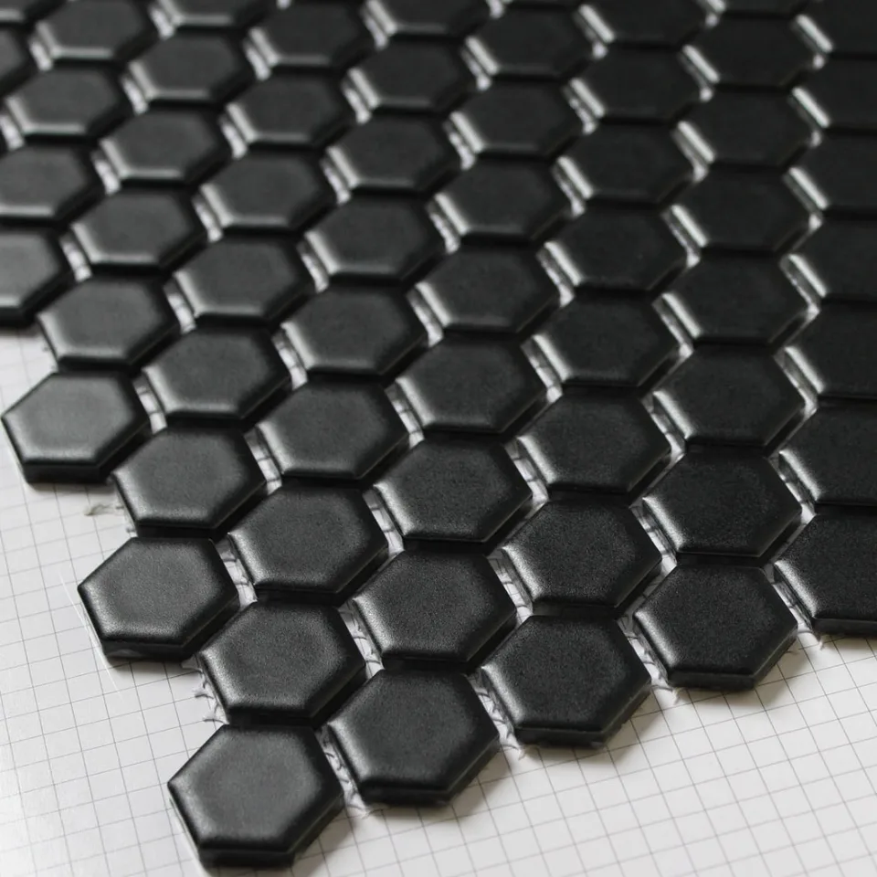 Black Hexagon Ceramic Mosaic Tiles Kitchen Backsplash Wall - Black Hexagon Ceramic Mosaic Tiles Kitchen Backsplash Wall