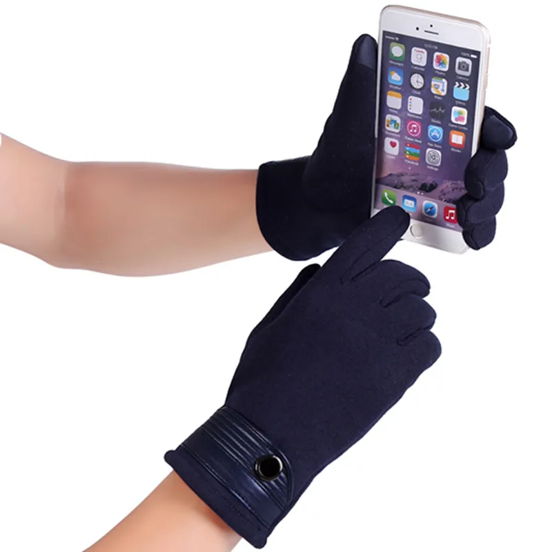 2018 Business Men Gloves Smart Two Finger Touch Screen Autumn Winter Warm Full Finger Mittens