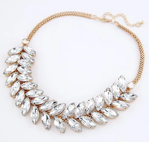 Min.order is $15 (mix order)Free Shipping Delicate Fashion Olive Branch Rhinestone Necklace Jewelry Metal Flowers Pendant #921|flower reusable