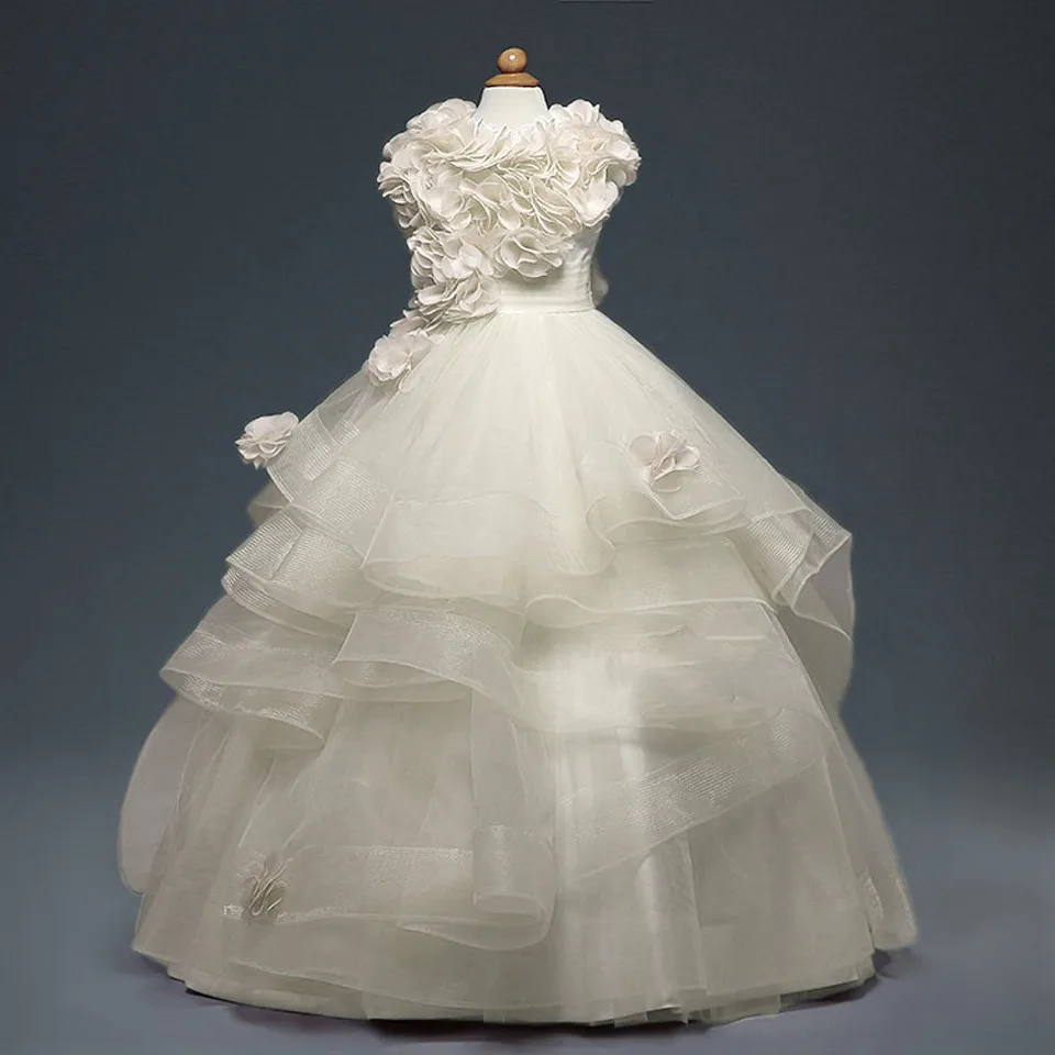 Фуксия, коллекция года, Платья с цветочным узором для девочек на свадьбу, бальное платье с цельнокроеным рукавом из органзы, длинные платья для первого причастия для маленьких девочек