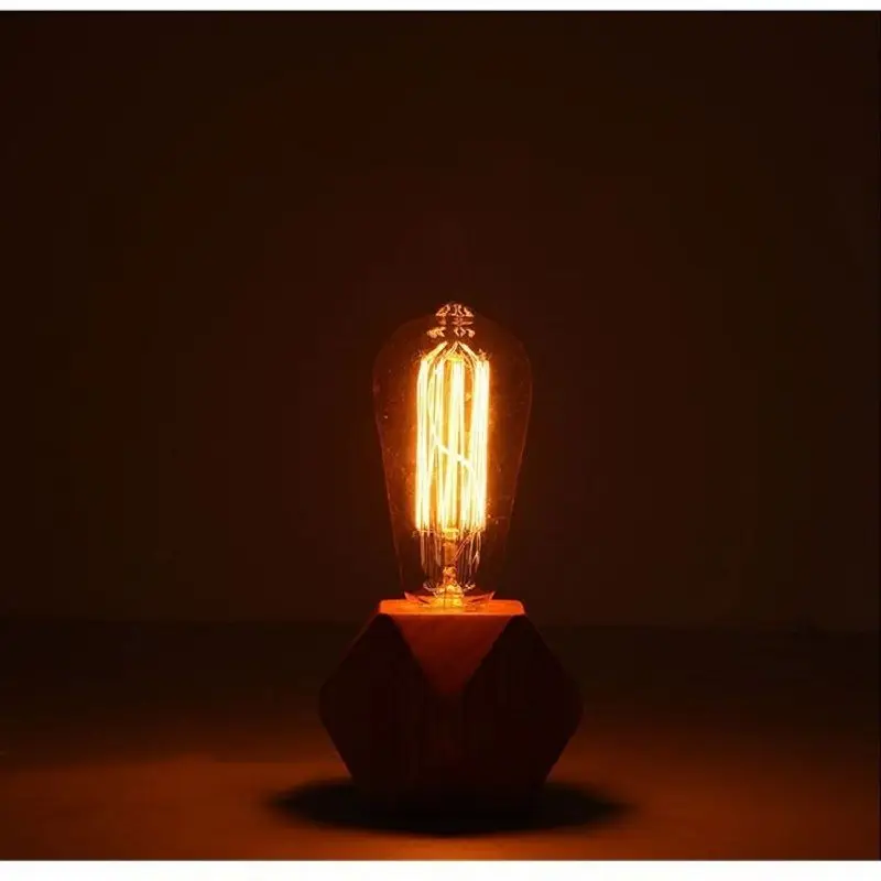 E27 Modern Industrial Diamond Wooden Base Table Bedside Desk Lamp Light FixtureAdjustable light wood bedroom study desk | Лампы и
