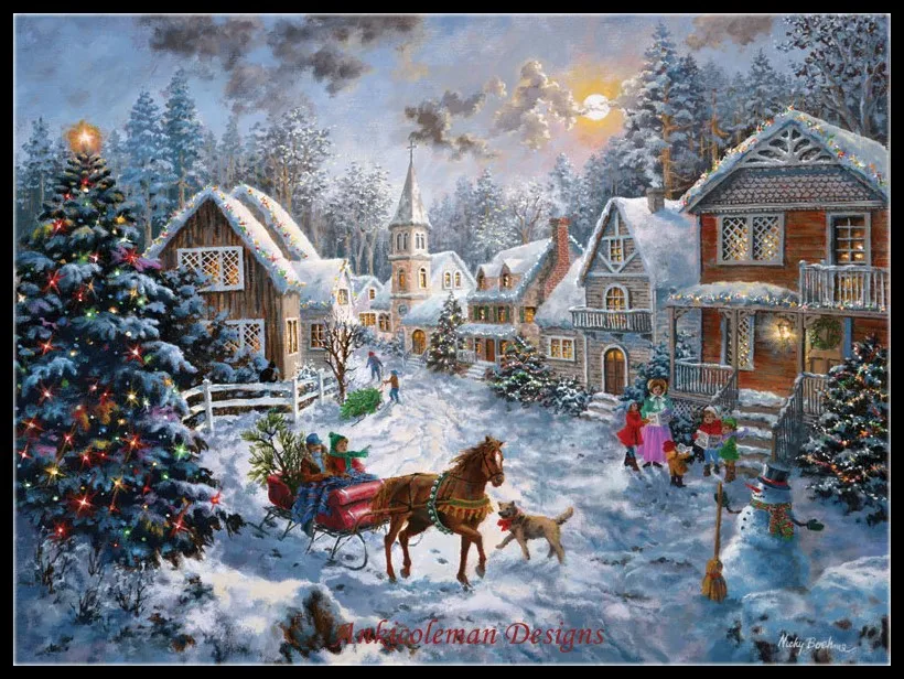

Needlework for embroidery DIY French DMC High Quality - Counted Cross Stitch Kits 14 ct Oil painting - Merry Christmas
