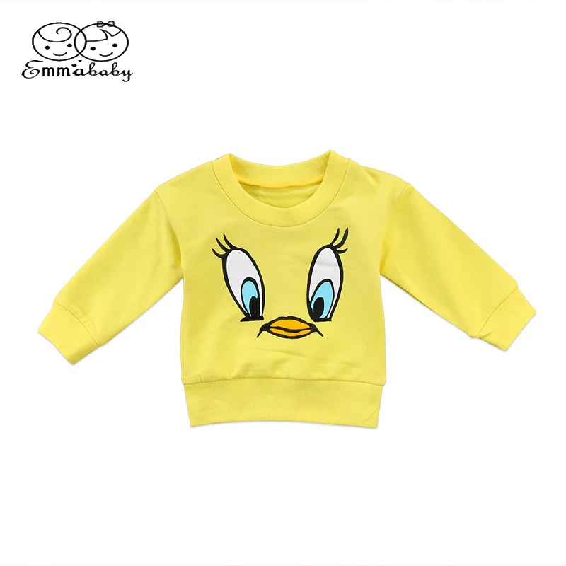 Emmababy теплые милые детские повседневные топы с мультяшным принтом утки для