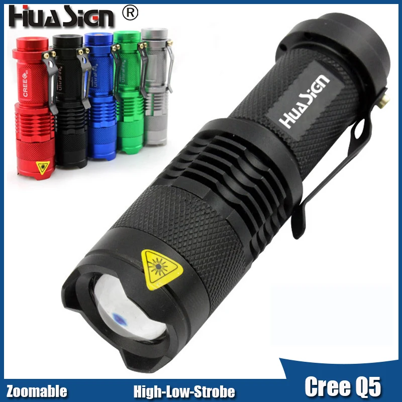

Small Powerful 3 Modes Zoom Mini Led Flashlight Black/Blue/Red/Silvery Portable Bright Led Torch Lights for Cycling Camping